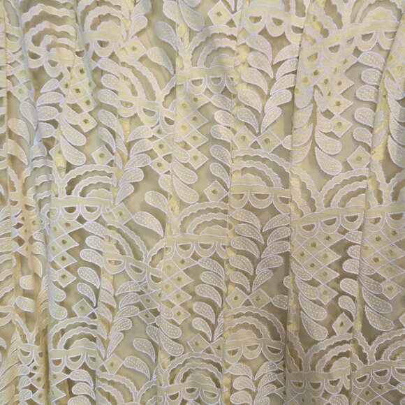 Rabbit Design 3/4 Bell Sleeve Abstract Lace Fit & Flare Dress 10 Yellow - Picture 2 of 8